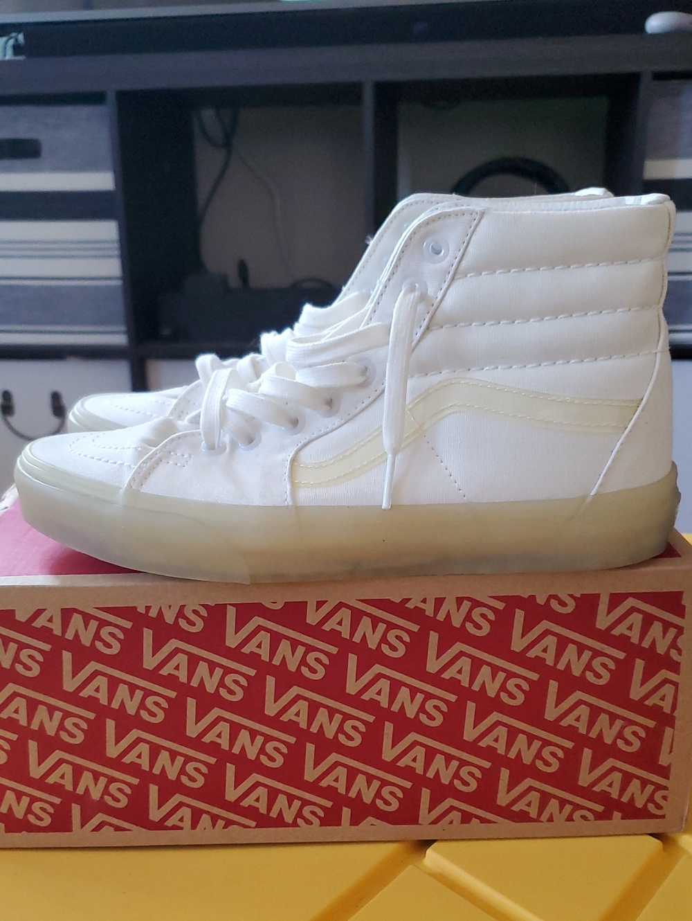 Vans Women’s High-Top Sk8 Translucent White Sneakers